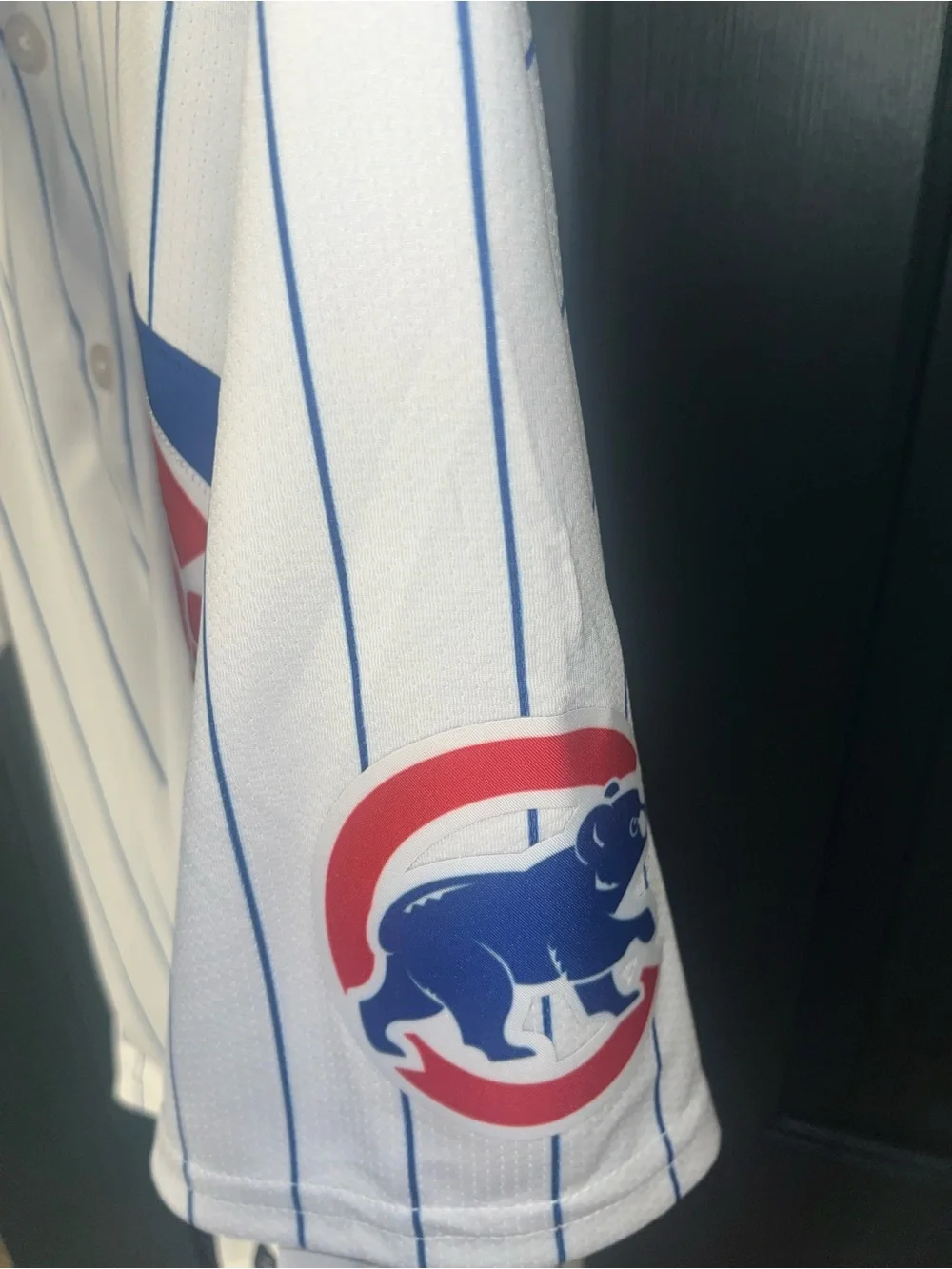 Nike White & Blue Chicago Cubs Pinstripe Baseball Jersey
